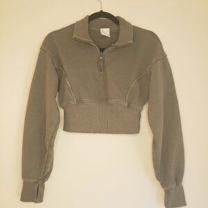 Offline by Aerie Quarter zip cropped sweatshirt Small in green